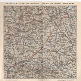 Planimetria originale della ferrovia Santhià-Arona estratta dalla Guida edita dal Touring Club di Milano del 1905